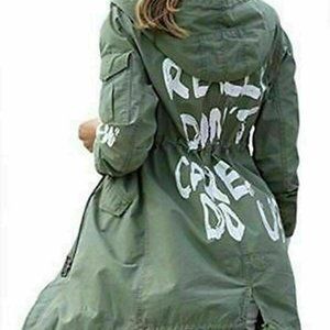 Melania Trump Coat Hooded Fishtail Parka I Really Don't Care Do U PJN ARC Jacket